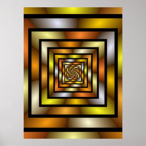Luminous Tunnel Colorful Trippy Fractal Graphic Poster