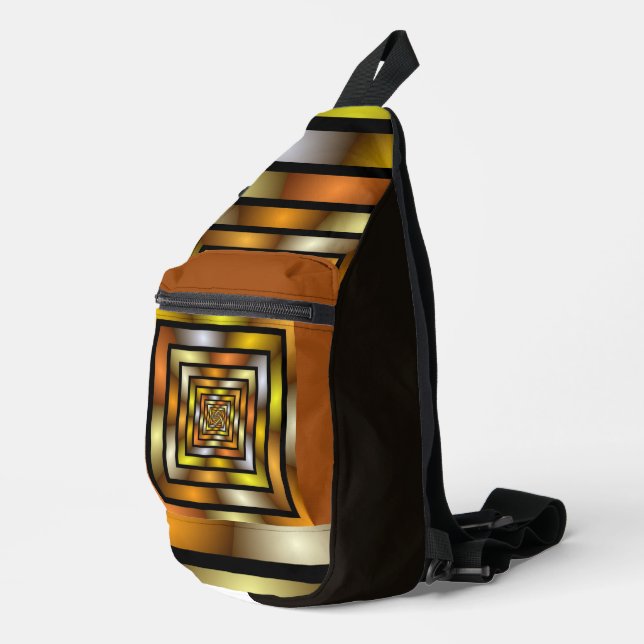 Luminous Tunnel Colorful Trippy Fractal Graphic Sling Bag (Right Corner)