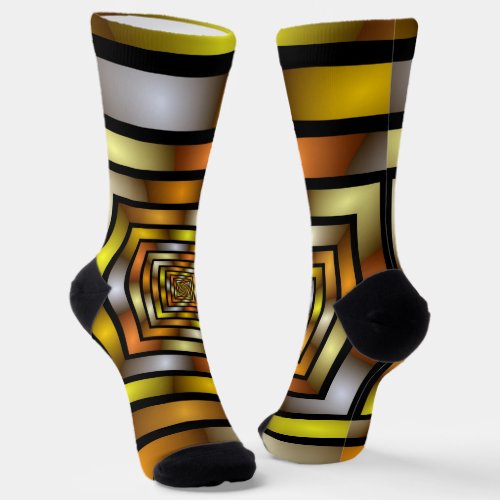 Luminous Tunnel Colorful Trippy Fractal Graphic Socks