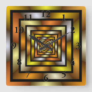 Luminous Tunnel Colorful Trippy Fractal Graphic Square Wall Clock