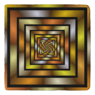 Luminous Tunnel Colorful Trippy Fractal Graphic Trivet