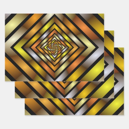 Luminous Tunnel Colorful Trippy Fractal Graphic Wrapping Paper Sheets