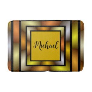 Luminous Tunnel Colorful Trippy Graphic Name Bath Mat