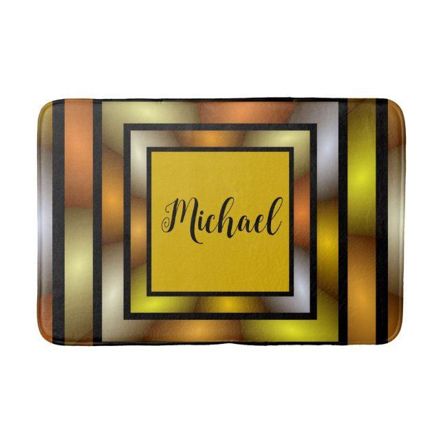 Luminous Tunnel Colorful Trippy Graphic Name Bath Mat (Front)