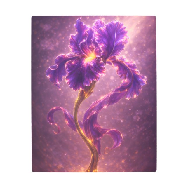 Luminous Violet Bloom Fantasy Flower Metal Art (Front)