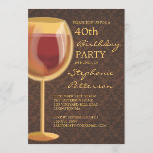 Luminous Wine Themed Milestone Birthday Invitation