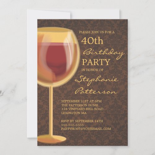 Luminous Wine Themed Milestone Birthday Invitation