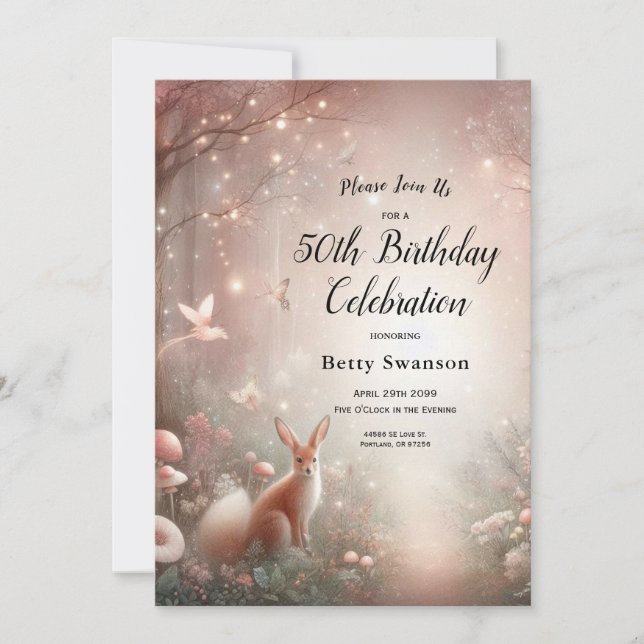 Luminous Woodland Realm of Sparkle and Bloom Invitation (Front)