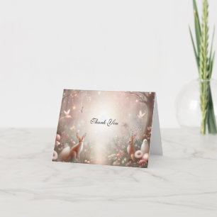 Luminous Woodland Realm of Sparkle and Bloom Letterpress Thank You Card