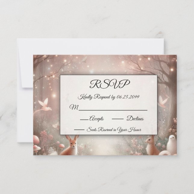 Luminous Woodland Realm of Sparkle and Bloom RSVP Card (Front)