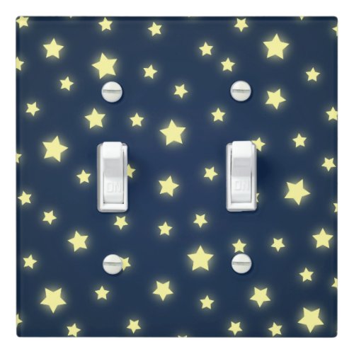 Luminous Yellow Stars on Blue Light Switch Cover