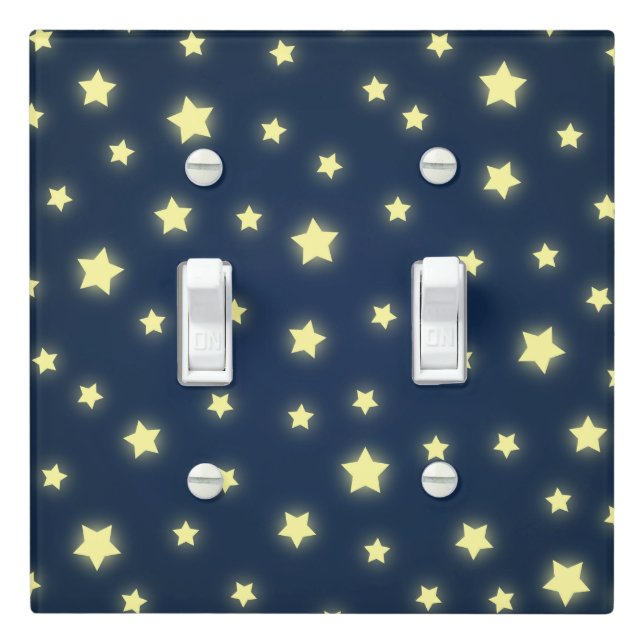 Luminous Yellow Stars on Blue Light Switch Cover (In Situ)