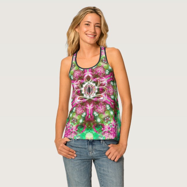 Luminous Zen Lotus Racer Back Tank Top (Front Full)