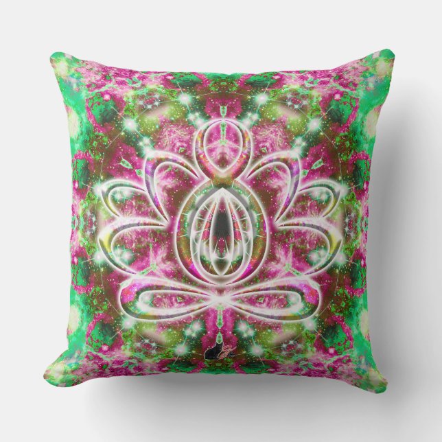 Luminous Zen Lotus Throw Pillow (Front)