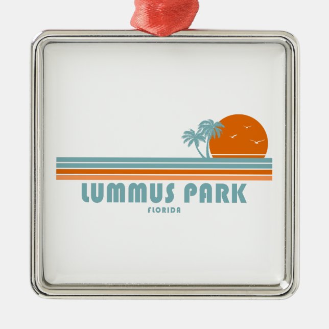 Lummus Park Florida Sun Palm Trees Metal Ornament (Front)