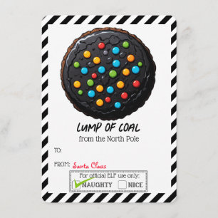 Lump of Coal Christmas Cookie Backer Favor Card