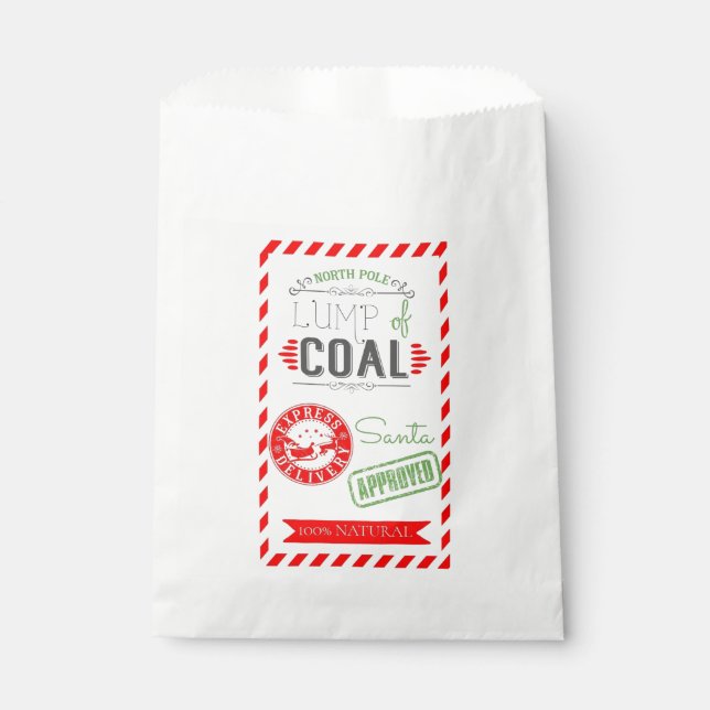lump of coal Christmas party joke gift Favor Bag (Front)