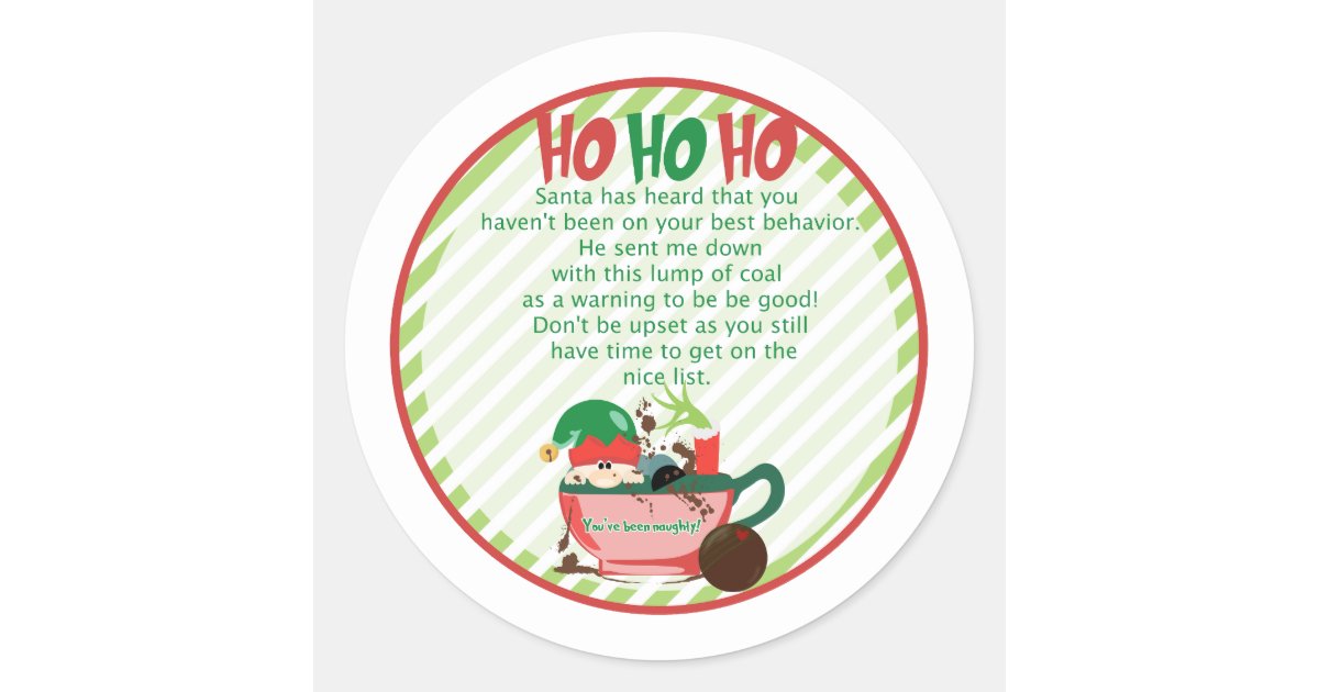 Lump of coal cocoa bomb label you #39 ve been naughty classic round
