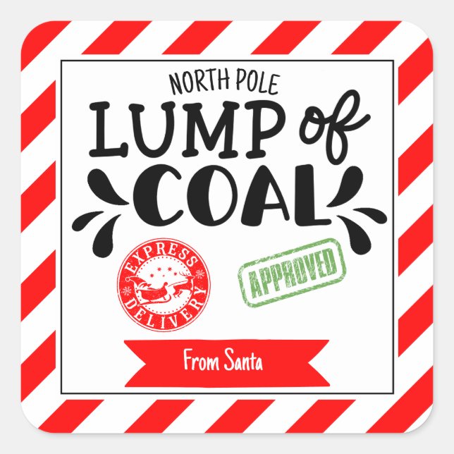 Lump of Coal funny funky Christmas Santa Square Sticker (Front)