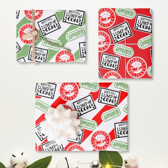 Lump of Coal funny funky Christmas secret Santa Wrapping Paper Sheets (Creator Uploaded)