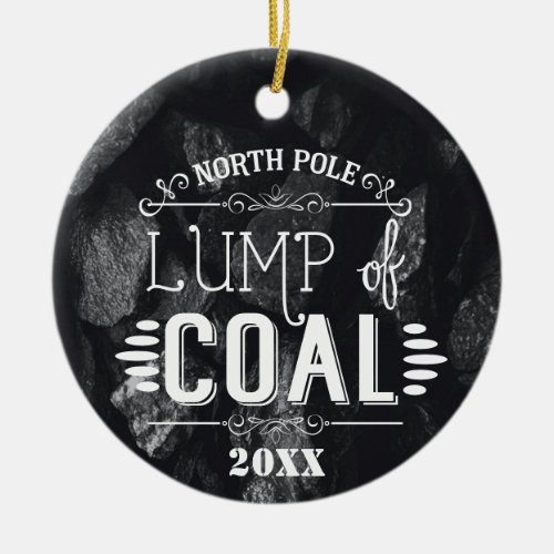 lump of coal funny joke bad Christmas gift idea Ceramic Ornament