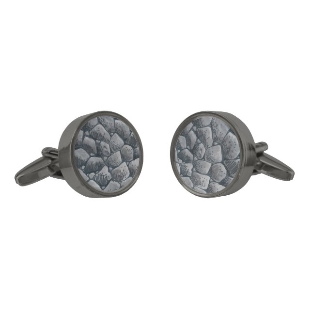 Lump Of Coal gunmetal cufflinks (Angled)
