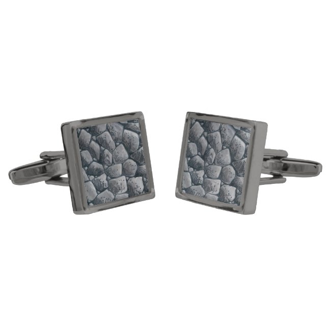 Lump Of Coal gunmetal square cufflinks (Angled)