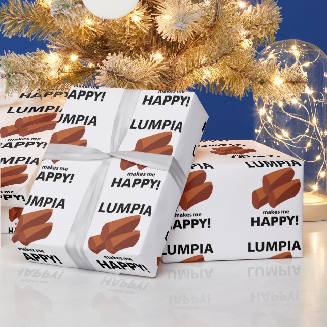 Lumpia Makes Me Happy Lumpia Wrapping Paper (Holidays)