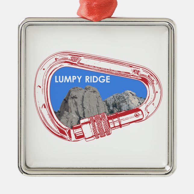Lumpy Ridge Rock Climbing Carabiner Metal Ornament (Front)