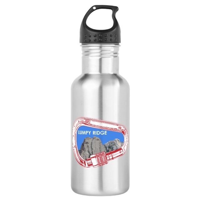 Lumpy Ridge Rock Climbing Carabiner Stainless Steel Water Bottle (Front)