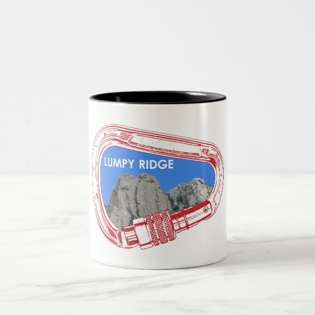 Lumpy Ridge Rock Climbing Carabiner Two-Tone Coffee Mug (Center)