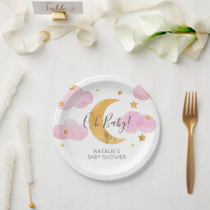 Luna And Baby Shower Rosa Paper Plato Plates