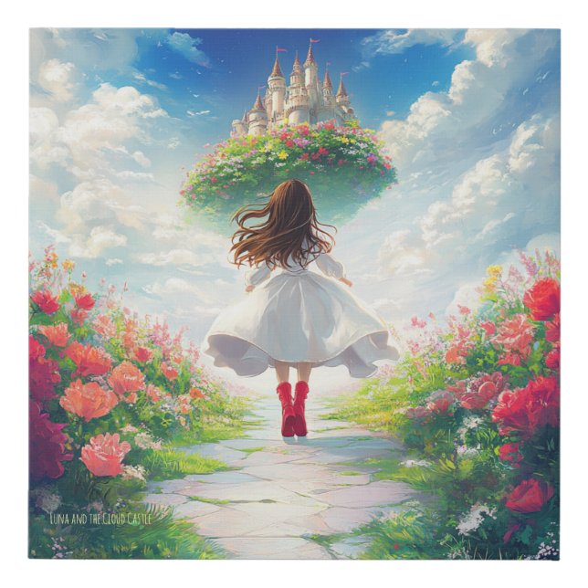 Luna and the Cloud Castle – Enchanted Canvas Print (Front)