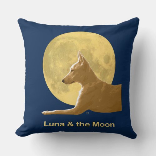 Luna and the Moon Throw Pillow