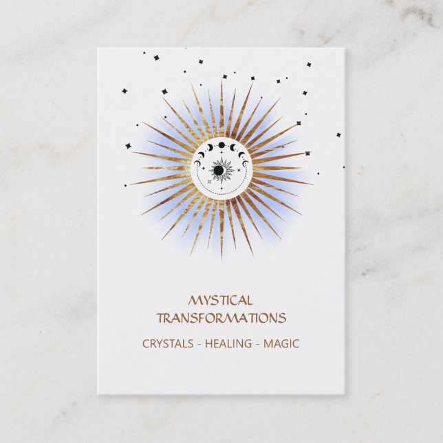 *~* Luna Boho Celestial  Lunar Moon Magic Light Business Card (Front)