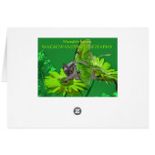 Luna Cat Vibrant Green Gerbera Cards (Back Horizontal)