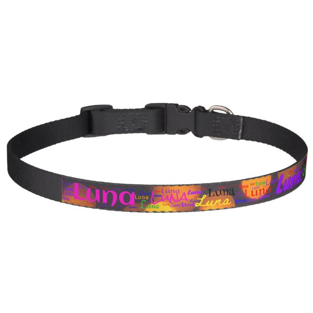 Luna Custom Personalized Name | Large Dog Collar (Front)