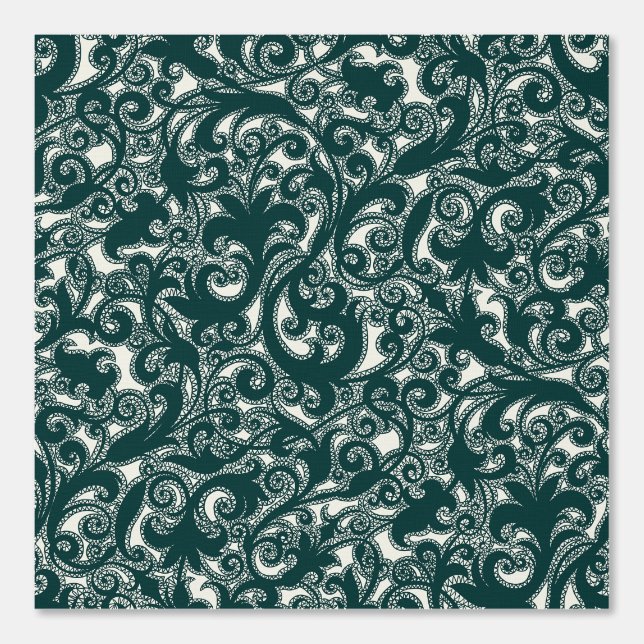 LUNA Dark Teal Botanical Floral Wallpaper (Front)