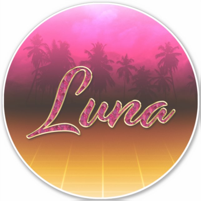 Luna First name golden pink sticker sticker (Front)