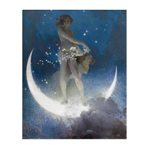 Luna Goddess at Night Scattering Stars Acrylic Print