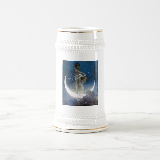 Luna Goddess at Night Scattering Stars Beer Stein (Center)