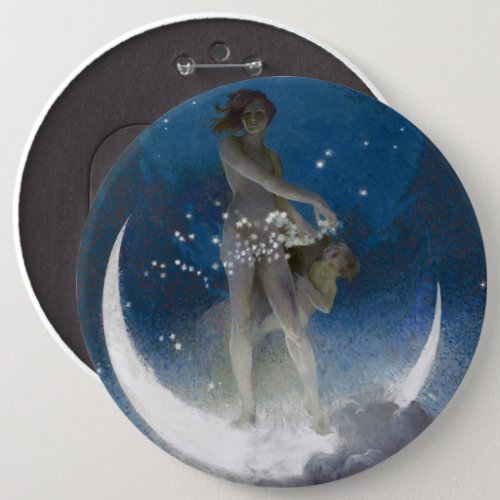Luna Goddess at Night Scattering Stars Button