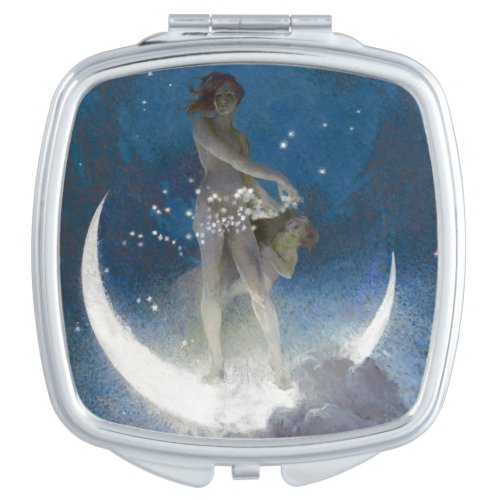Luna Goddess at Night Scattering Stars Compact Mirror