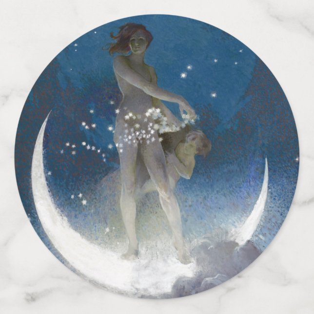 Luna Goddess at Night Scattering Stars Confetti (Large Back)