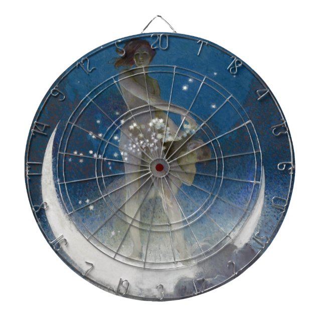 Luna Goddess at Night Scattering Stars Dart Board (Front)
