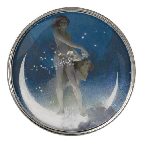 Luna Goddess at Night Scattering Stars Golf Ball Marker