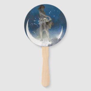 Luna Goddess at Night Scattering Stars Hand Fan