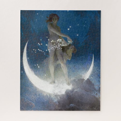 Luna Goddess at Night Scattering Stars Jigsaw Puzzle