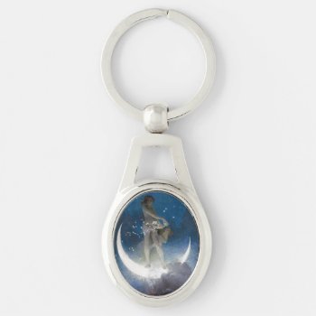 Luna Goddess At Night Scattering Stars Keychain by Onshi_Designs at Zazzle