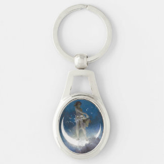 Luna Goddess at Night Scattering Stars Keychain